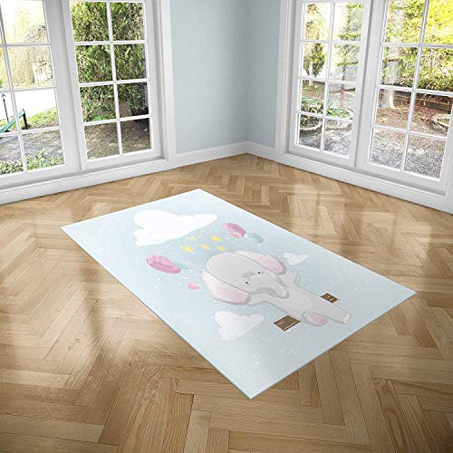 Oedim Kinderteppich Elefant für Zimmer, PVC, 95 x 120 cm, PVC-Teppich, Vinyl-Boden, Dekoration für Zuhause, Boden Sintasol von Oedim