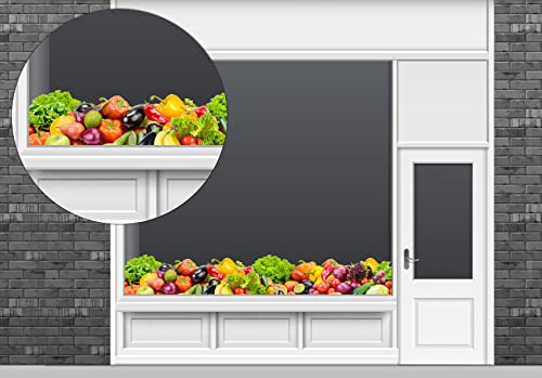 Oedim Vinyl-Aufkleber für Obstdekoration, 100 x 20 cm, Transparent, Robust, Multicolor, Fruchtmuster, Schaufensterdekoration von Oedim