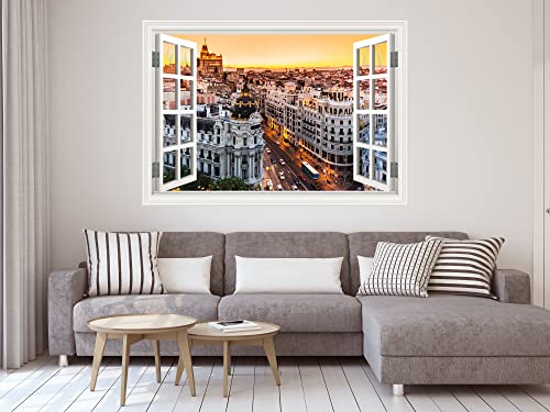 Oedim Vinyl Fenster Madrid Sonnenuntergang - 50x35 cm - Kleber inklusive, Zimmerdekoration - Profi-Design-Sticker von Oedim