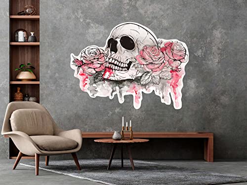 Wandtattoo Totenkopf mit Rosen | 140 x 103 cm | Wandtattoo | Original | Vinyl Aufkleber | Wandbild | Wohnkultur von Oedim
