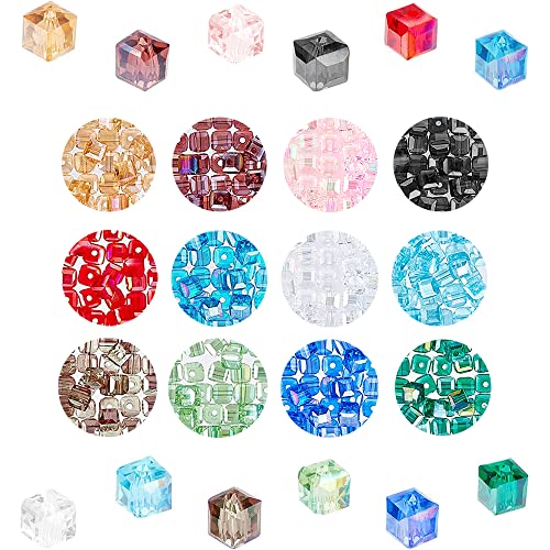 Oenothera 240 Stück 12 Farben 6 Mm Cube Kristall Glas Perlen, Diy Handgemachte Perlen, Böhmische Kristallperlen, Bunte Perlen Zum für Threading, Wodurch Armbänder, Diy Schmuck Handwerk von Oenothera