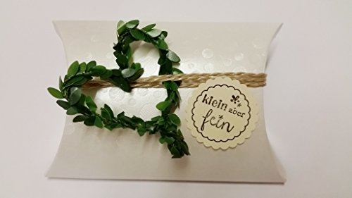 Gastgeschenke Hochzeit Kissenschachtel edel 8 Stück Buchsbaum Herz und Naturband "klein aber fein" Gastgeschenke Hochzeit Kissenschachtel edel 8 Stück Buchsbaum Herz und Naturband "klein aber fein" von Oermann