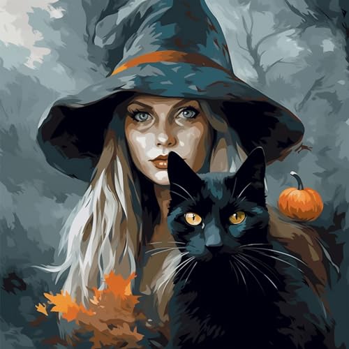 OfFsum Malen nach Zahlen Schwarze Katze und Hexe 01 Kits für Anfänger Erwachsene DIY Kunst Dekor Handgemalt Malen nach Zahlen Kreatives Geschenk Heimdekoration 40,6 x 50,8 cm Rahmenlos OfFsum Malen nach Zahlen Schwarze Katze und Hexe 01 Kits für Anfänger Erwachsene DIY Kunst Dekor Handgemalt Malen nach Zahlen Kreatives Geschenk Heimdekoration 40,6 x 50,8 cm Rahmenlos von OfFsum