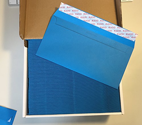 250 königsblaue Kuverts, Azurblau, Royalblau, C6/5 = 229 x 114 mm, mit Haftklebestreifen, 100 g/qm von Office Color