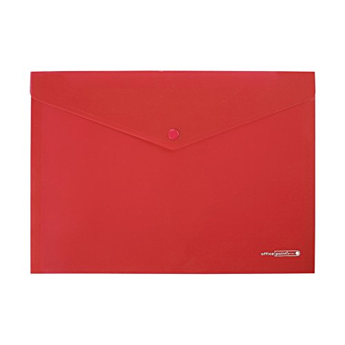 12 Dokumententaschen für A4, mit Druckknopf (Rot) von Office Point