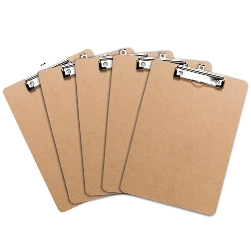 Klemmbrett mit Papier Clip, Clipboard-Set | Umweltfreundliche Klemmmappe für DIN A4 Unterlagen, Schreibblock mit Metallclip (5 Stück) von Office Solutions Direct