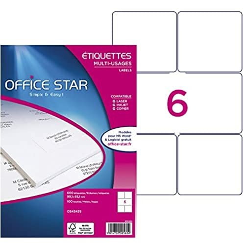 Office Star Bôite 600, Universal-Etiketten, 99, 1 x 93,1 mm von Office Star