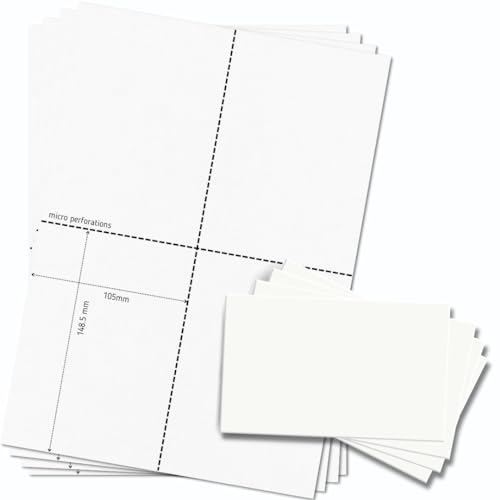 OfficeGear A6 Karte (120 Stück) 105x148mm bedruckbar Speicherkarte, Karteikarte, Studienkarte, Broschüre - 4 Karten pro weißem A4 150g/m² 30 Blatt von OfficeGear