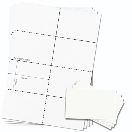 OfficeGear A7 Karte (200 Karten) perforiert bedruckbare Unterlagen Verzeichnis Lernkarten 74 x 105 mm – 8 Karten pro weißem A4 Blatt 150 g/m² – 25 Blatt von OfficeGear
