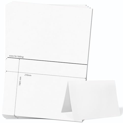 OfficeGear extra große (A5 Größe) Zeltkarten Tischkarten - 25 Stück 250 g/m² perforiert gepunktet bedruckbar Namenskarten für Hotels Restaurants Konferenzveranstaltungen 148,5mm x 210mm wenn gefaltet von OfficeGear