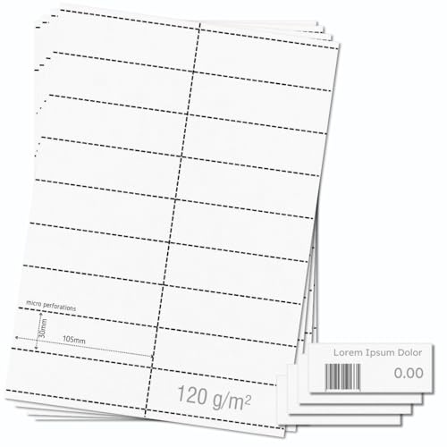 OfficeGear Regalkanten-Barcode-Etiketten, 18-fach [25 Blatt – 450 Stück] – 30 × 105 mm – Bedruckbare A4-Karten, 120 g/m², mikroperforiert, ohne Kleber – inkl. Designvorlage von OfficeGear