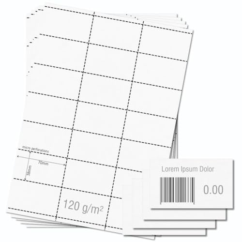 OfficeGear Regalkanten-Barcode-Etiketten, 21-fach [55 Blatt – 1155 Stück] – 38 × 70 mm – Bedruckbare A4-Karten, 120 g/m², mikroperforiert, ohne Kleber – inkl. Designvorlage von OfficeGear