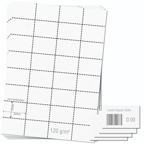 OfficeGear Regalkanten-Barcode-Etiketten, 32-fach [55 Blatt – 1760 Stück] – 37 × 52 mm – Bedruckbare A4-Karten, 120 g/m², mikroperforiert, ohne Kleber – inkl. Designvorlage von OfficeGear