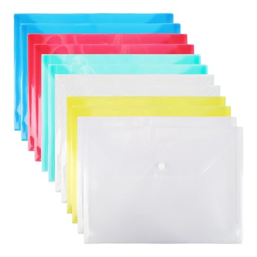 A4 Kunststoff-Brieftasche, 5 Farben, Dokumentenmappe, Tasche für Schule, Büro (12 Stück) von OfficeSwift