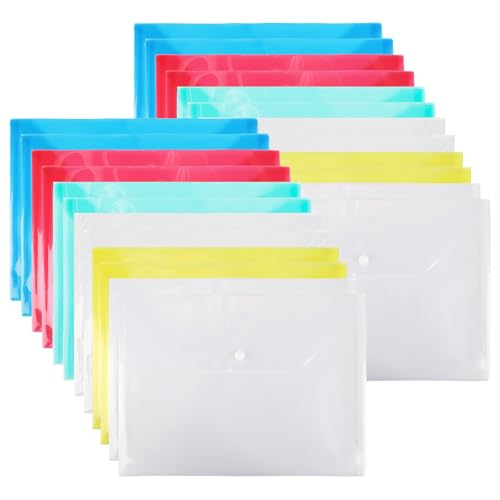 A4 Kunststoff-Brieftasche, 5 Farben, Dokumentenmappe, Tasche für Schule, Büro (24 Stück) von OfficeSwift