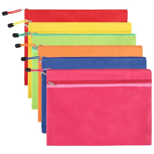 A4 Oxford Cloth Waterproof Zipper File Bags, Zip Bags Wallets File Document Pocket for Office Supplies Travel Accessories (6 PCS - 6 Colors) von OfficeSwift