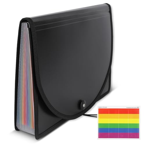Akkordeon-Aktenordner, Fächermappen, tragbarer Organizer, frei dehnbar, bunte Tabs, Brief/A4-Größe (13 Fächer) von OfficeSwift