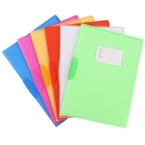 Präsentationsmappen aus Kunststoff mit mittelseitigem Schwingclip, A4-Briefgröße, Papier, Büro, Geschäftsdokumente, Lebenslauf (6 Stück, 6 Farben) von OfficeSwift