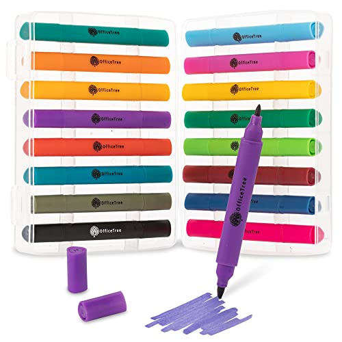 OfficeTree 16 Mini Alkohol Marker Stifte - Intensive Farben - Alkohol Stifte Set - Touch Twin Marker Set zum Zeichnen Malen Basteln von OfficeTree