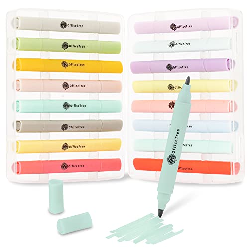 OfficeTree 16 Mini Alkohol Marker Stifte - Pastellfarben - Alkohol Stifte Set - Touch Twin Marker Set zum Zeichnen Malen Basteln von OfficeTree