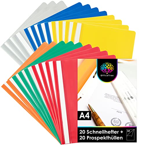 OfficeTree 20 x Zitat-Mappe A4 und 20 x Kunststoffhüllen A4, transparent – Aktenordner – A4 Ordner – 40 Stück für ein perfektes A4-Ordnungssystem OfficeTree 20 x Zitat-Mappe A4 und 20 x Kunststoffhüllen A4, transparent – Aktenordner – A4 Ordner – 40 Stück für ein perfektes A4-Ordnungssystem von OfficeTree