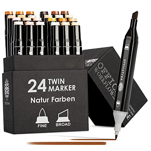 OfficeTree 24 Alkohol Marker Hautfarben - Skin Color Marker - Twin Marker Set zum Zeichnen und Malen - Touch Marker Stifte auch als Manga OfficeTree 24 Alkohol Marker Hautfarben - Skin Color Marker - Twin Marker Set zum Zeichnen und Malen - Touch Marker Stifte auch als Manga von OfficeTree
