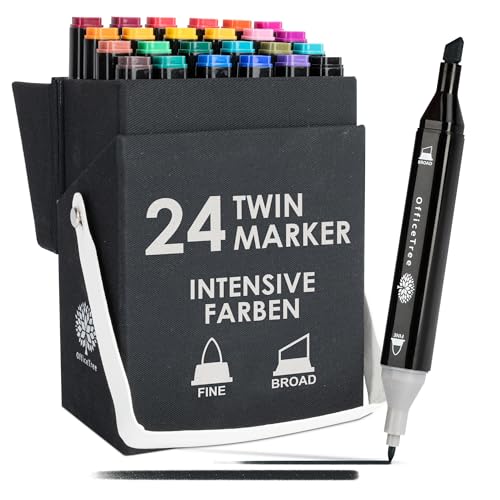 OfficeTree 24 Alkohol Marker - Intensive Farben - Twin Marker Set zum Zeichnen und Malen - Touch Marker Stifte auch als Manga Stifte OfficeTree 24 Alkohol Marker - Intensive Farben - Twin Marker Set zum Zeichnen und Malen - Touch Marker Stifte auch als Manga Stifte von OfficeTree