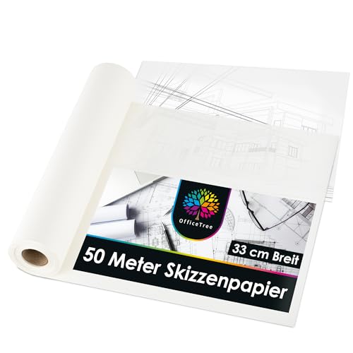 OfficeTree 50m Transparentpapier Rolle Weiß - Skizzenrolle 33cm breit 40g - Schnittmusterpapier Rolle - Pergamentpapier Rolle - Pauspapier für Schnittmuster - Architektenpapier Rolle - Pattern Paper OfficeTree 50m Transparentpapier Rolle Weiß - Skizzenrolle 33cm breit 40g - Schnittmusterpapier Rolle - Pergamentpapier Rolle - Pauspapier für Schnittmuster - Architektenpapier Rolle - Pattern Paper von OfficeTree