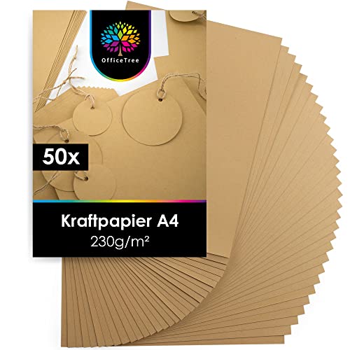 OfficeTree 50x Kraftpapier A4 230g - Craftpapier A4 - Kartonpapier zum Basteln Hochzeit Einladungen, Menükarten - Kartonpapier A4 - Braunes Papier A4 - Craft Papier zum Drucken und Schreiben OfficeTree 50x Kraftpapier A4 230g - Craftpapier A4 - Kartonpapier zum Basteln Hochzeit Einladungen, Menükarten - Kartonpapier A4 - Braunes Papier A4 - Craft Papier zum Drucken und Schreiben von OfficeTree