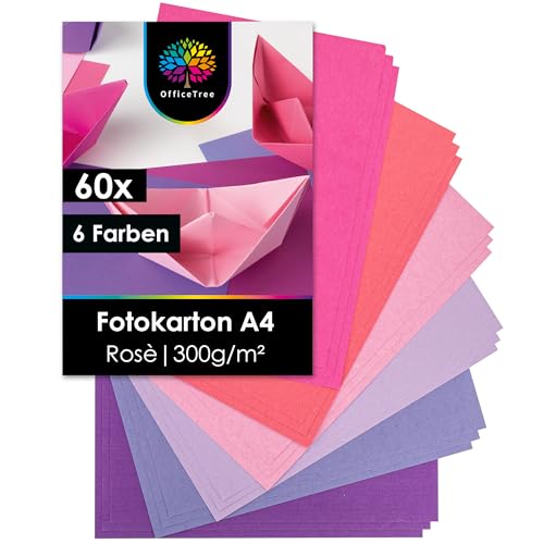 OfficeTree 60 Blatt Fotokarton A4 Rosé Töne - 300g - 6 Farben - Bastel Karton Rosa zum Basteln & Drucken - Fotokarton 300g Rosa Papier - Tonpapier Rosa - Tonpapier Pink - Rosa Tonpapier OfficeTree 60 Blatt Fotokarton A4 Rosé Töne - 300g - 6 Farben - Bastel Karton Rosa zum Basteln & Drucken - Fotokarton 300g Rosa Papier - Tonpapier Rosa - Tonpapier Pink - Rosa Tonpapier von OfficeTree