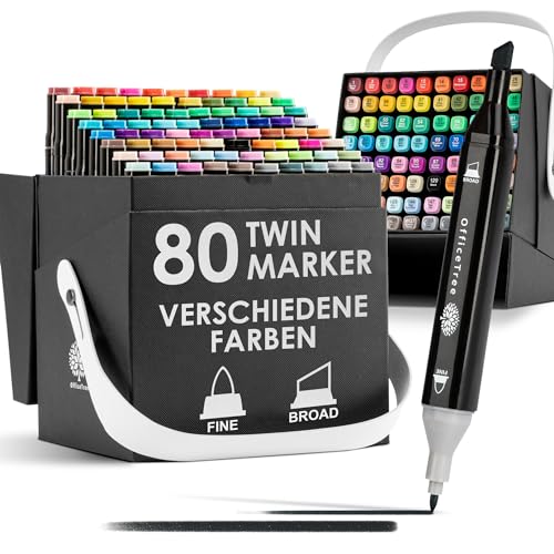 OfficeTree 80er Alkohol Marker Set - Filzstifte für Erwachsene mit Stifte Box - Marker Stifte Set mit Farbcodes - Alkohol Stifte zum Zeichnen & Malen - Twin Marker auch als Manga Stifte OfficeTree 80er Alkohol Marker Set - Filzstifte für Erwachsene mit Stifte Box - Marker Stifte Set mit Farbcodes - Alkohol Stifte zum Zeichnen & Malen - Twin Marker auch als Manga Stifte von OfficeTree