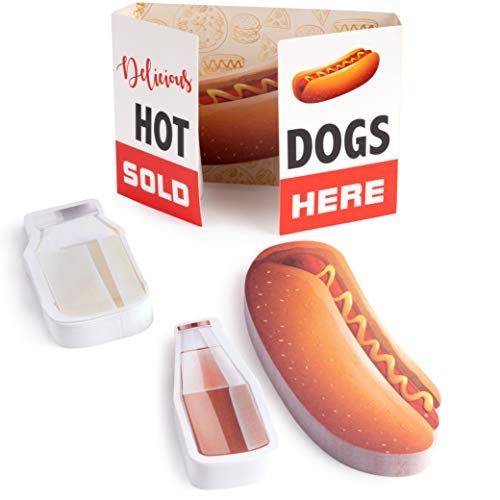 OfficeTree 5 x Haftnotiz Block Hot Dog je 90 Blatt – Für Studenten und als Büro Gadgets – Sticky Notes Hot Dog im To go Karton von OfficeTree