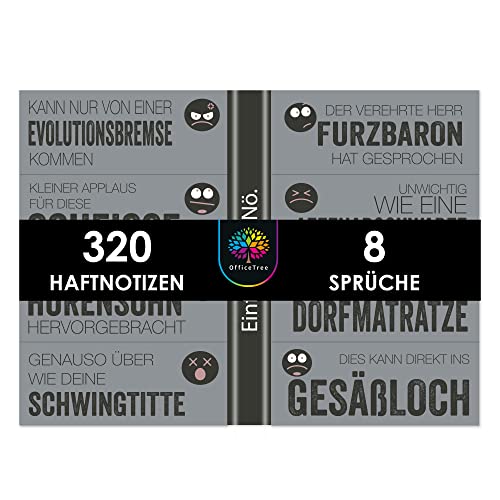 OfficeTree 320 x Haftnotizen Lustig für Studenten - 8 Böse Sprüche - Klebezettel Lustig Büro Gadgets - Lustige Haftnotizen für die Linke & Rechte Buchseite - Post It Freche Sprüche Büro von OfficeTree