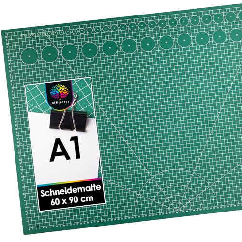 OfficeTree Schneidematte A1 - Grün - mit beidseitigen Rastern und Markierungen - Bastelunterlage 90x60 als Nähen Zubehör - Auch als Schneideunterlage und Malunterlage OfficeTree Schneidematte A1 - Grün - mit beidseitigen Rastern und Markierungen - Bastelunterlage 90x60 als Nähen Zubehör - Auch als Schneideunterlage und Malunterlage von OfficeTree