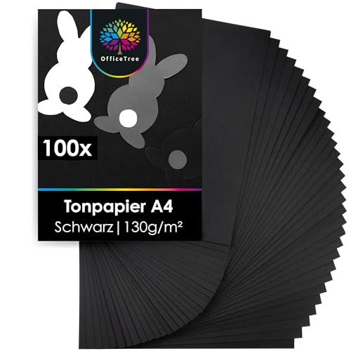 OfficeTree 100 x Tonpapier Schwarz A4 130g - Bastelpapier - Tonzeichenpapier zum Basteln & Malen & Drucken OfficeTree 100 x Tonpapier Schwarz A4 130g - Bastelpapier - Tonzeichenpapier zum Basteln & Malen & Drucken von OfficeTree