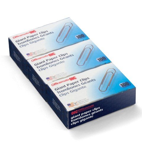 Officemate 99914-3PK, riesige glatte Büroklammern, 3 Boxen mit je 100 Clips, insgesamt 300 Klammern von Officemate