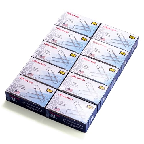 Officemate 99914 Riesen-Büroklammern, 10 Boxen mit je 100 Klammern (insgesamt 1.000 Klammern) von Officemate