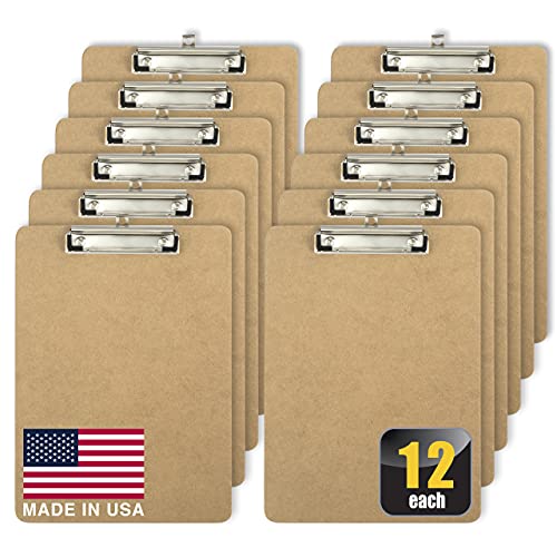 Officemate Letter Size Wood Clipboards, Low Profile Clip, 12 Pack Clipboard, Brown (83812) von Officemate