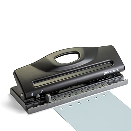 Officemate Verstellbarer 6-Lochstanzer für Planer und Ordner, 8 Blatt, Schwarz (90160) von Officemate