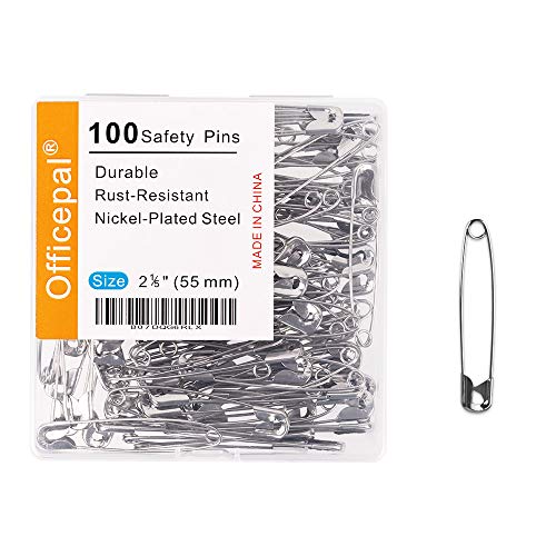 Officepal 100-teilige Sicherheitsnadeln, Größe 4, 2,17" / 55 mm – Langlebiges, rostbeständiges Set aus vernickeltem Stahl – Bestes Nähzubehör-Set für Babykleidung, Handwerk & Kunst Officepal 100-teilige Sicherheitsnadeln, Größe 4, 2,17" / 55 mm – Langlebiges, rostbeständiges Set aus vernickeltem Stahl – Bestes Nähzubehör-Set für Babykleidung, Handwerk & Kunst von Officepal