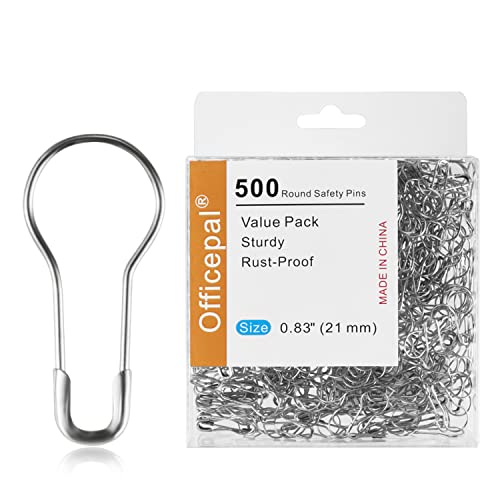 Officepal Sicherheitsnadeln für Kleidung, Quilten, Basteln – kleine 2,1 cm große Edelstahl-Kürbisnadeln in Birnenform, 500 ct Nähzubehör (Silber) von Officepal