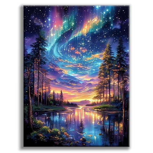 Diamond Painting Erwachsene Sternenhimmel, Landscape 5D Diamond Painting Bilder, Landschaft Diamant malerei Erwachsene, Natur Diamantmalerei-set für Geschenk, zur Entspannung und als Wanddeko 30x40 cm von Offito Art