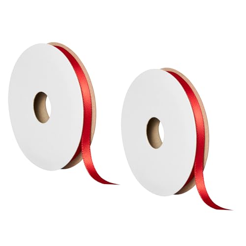 Offray 453795 Satinband für Geschenkverpackungen, Dekoration und Handwerk, 6 cm breit, 2 Spulen, Rot, 2 Stück Offray 453795 Satinband für Geschenkverpackungen, Dekoration und Handwerk, 6 cm breit, 2 Spulen, Rot, 2 Stück von Offray