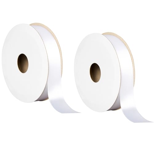 Offray 453948 1,6 cm breites einseitiges Satinband für Geschenkverpackungen, Dekoration und Handwerk, 2 Stück 6 Meter Spulen, Weiß Offray 453948 1,6 cm breites einseitiges Satinband für Geschenkverpackungen, Dekoration und Handwerk, 2 Stück 6 Meter Spulen, Weiß von Offray