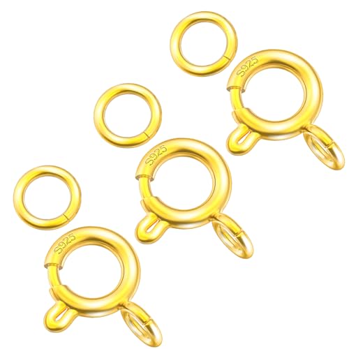 Ofiuny Federringverschluss aus 18 Karat Gold für Schmuckherstellung, 925er Sterlingsilber, Halskettenverschlüsse und Verschlüsse mit offenen Biegeringen, 7 mm dicker Federverschluss, hergestellt in Ofiuny Federringverschluss aus 18 Karat Gold für Schmuckherstellung, 925er Sterlingsilber, Halskettenverschlüsse und Verschlüsse mit offenen Biegeringen, 7 mm dicker Federverschluss, hergestellt in von Ofiuny