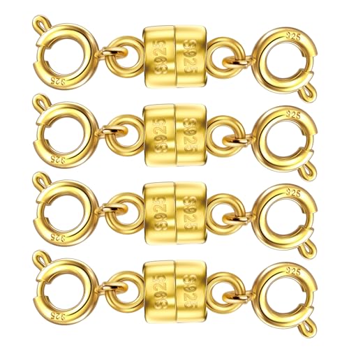 Ofiuny Magnetische Halskettenverschlüsse und Verschlüsse aus 925er Sterlingsilber, mit doppeltem Federring, Magnetverschluss, Konverter, Halskettenverlängerung für Armband, Schmuck (hergestellt in von Ofiuny