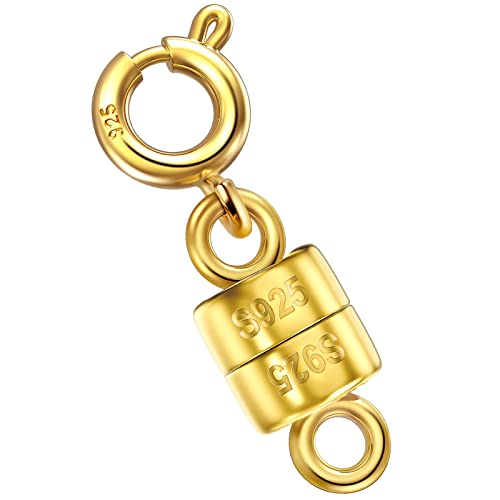 Ofiuny Magnetverschluss 18 Karat Gold für Halskette 925 Sterling Silber Mini Magnetverschluss für Armbänder, Kettenverlängerung (Made in Italy) von Ofiuny