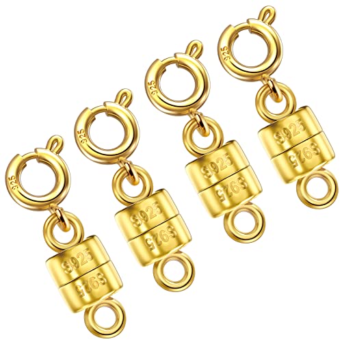 Ofiuny Magnetverschluss für Halskette, 14 Karat Gold auf 925 Sterling Silber, Mini Magnetverschluss für Armbänder, Kettenverlängerung (Made in Italy) von Ofiuny