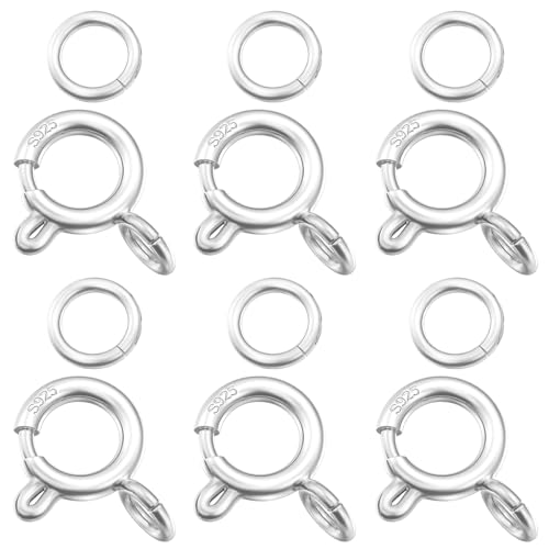 Verschlüsse zur Herstellung von Schmuck aus 925 Sterling Silber mit geschlossenen Ringen 5mm 6mm 7mm 8mm Federringverschluss Dicker Stil Made in Italy von Ofiuny