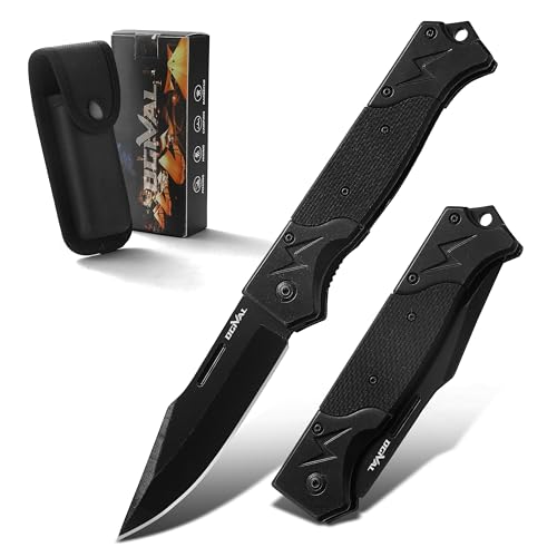 Ogival Klappmesser (Zweihandmesser),Taschenmesser mit Griff aus rostfreiem Stahl und Seil,Edc Messer mit Taschenclip,für Camping, Angeln,Wandern, von Ogival